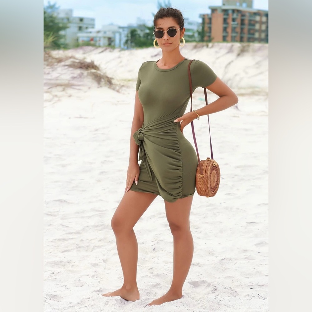 Olive Green Wrap Dress